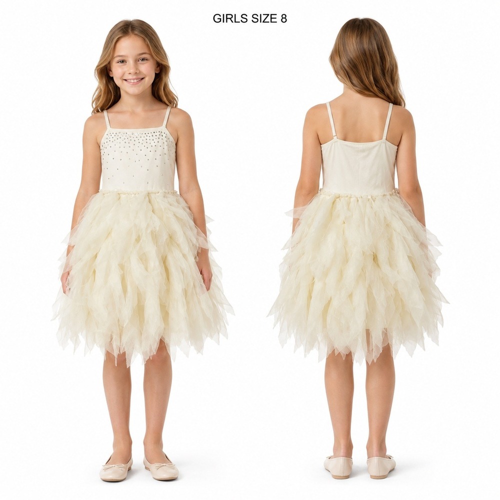 Ooh La La Couture Champagne Swarovski Devin High Low Girls Dress size‎ 8 Girls